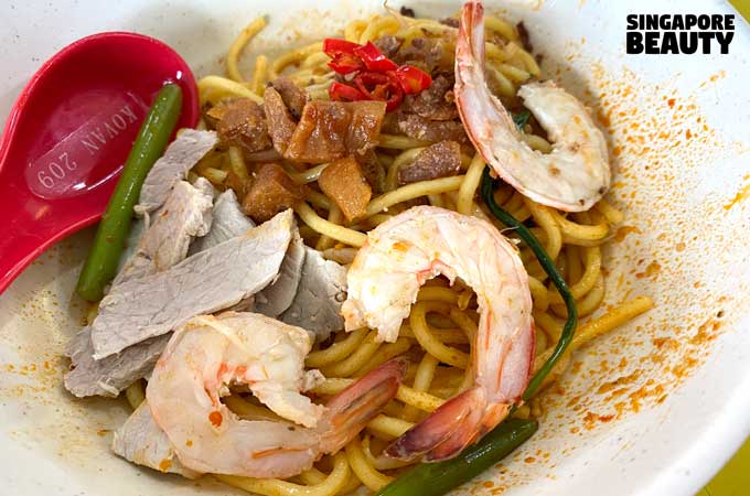 live prawn noodle