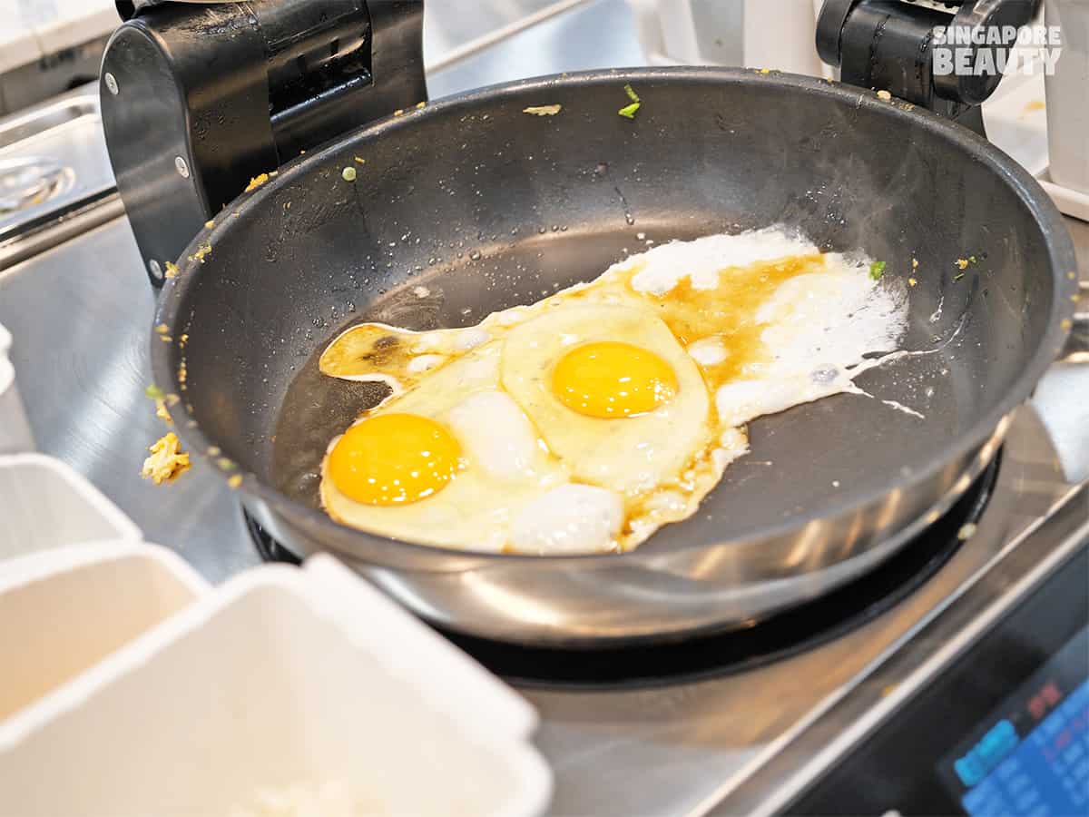 bowl and bowl fried egg