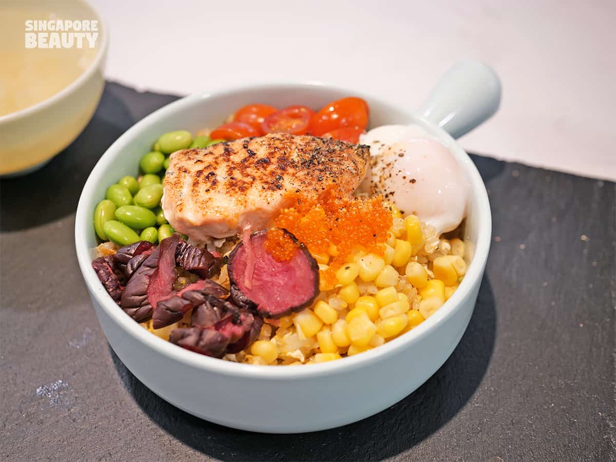 bowl and bowl mentaiko salmon fried rice