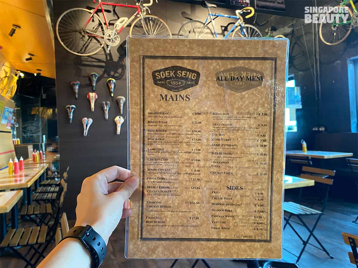 soek seng 1954 bicycle cafe menu