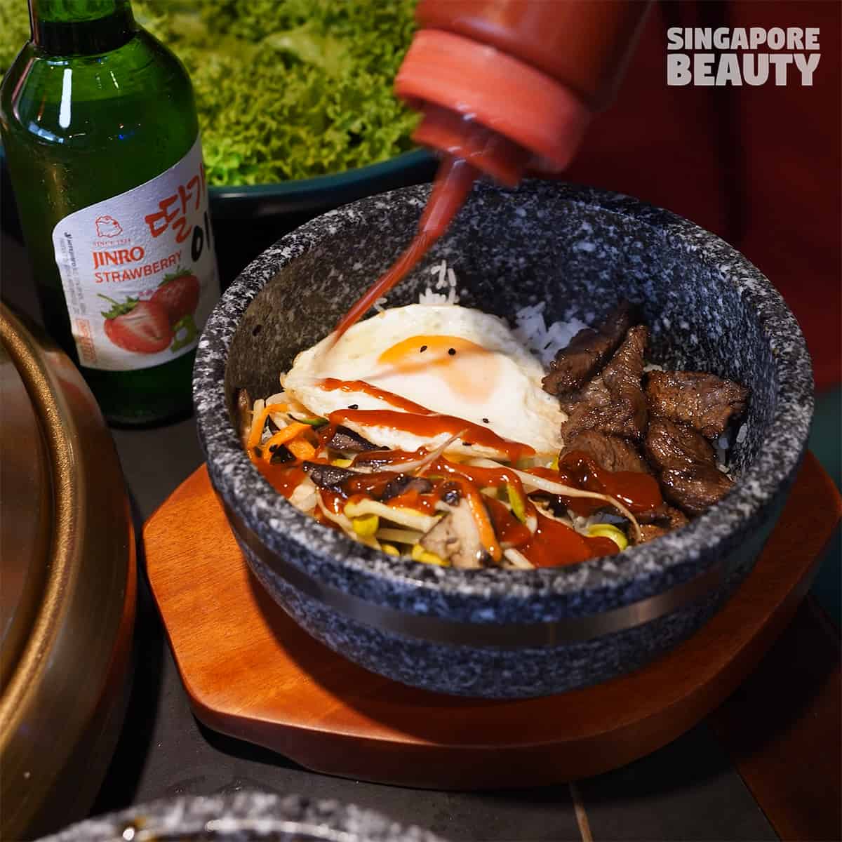 korean food bibimbap soju