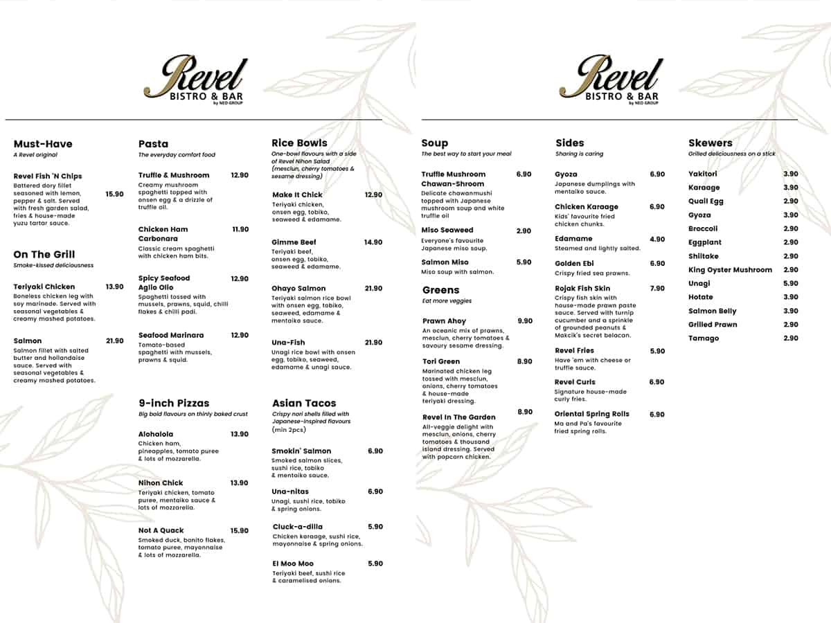 revel bistro and bar menu price